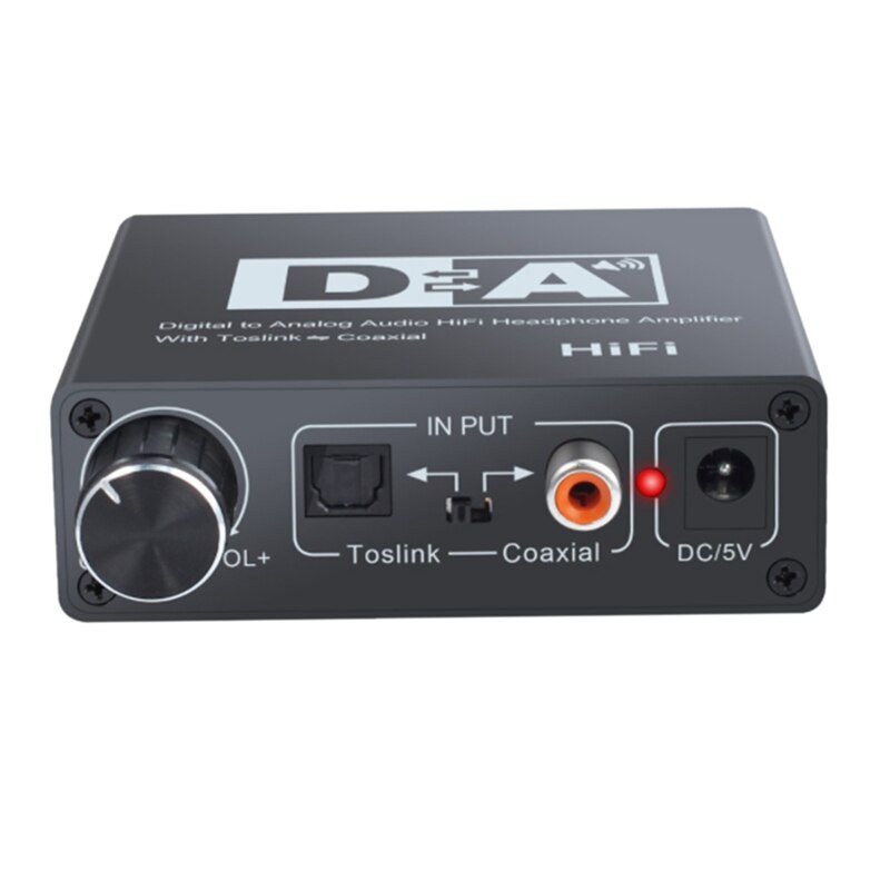 Digitale coaxiaal naar analoog glasvezel naar analoog converter digitaal naar analoog decoder instelbaar volume eu-stekker