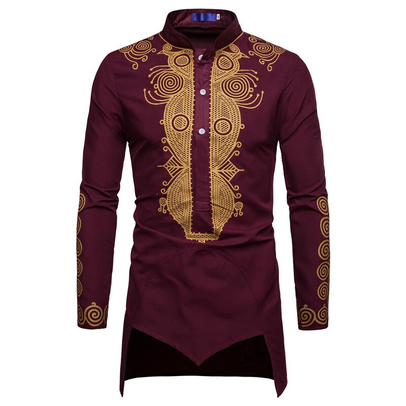 Shirt Men Africa Clothing Long Pullovers African Dress Clothes Hip Hop Robe Africaine Casual World Apparel: Red Shirt Men / M