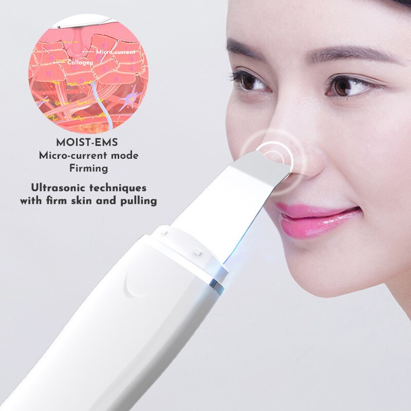 Ultrasonic Skin Scrubber Vibration Deep Face Cleaning Machine Peeling Shovel Facial Pore Cleaner Ion Skin Scraper Face Scruuber
