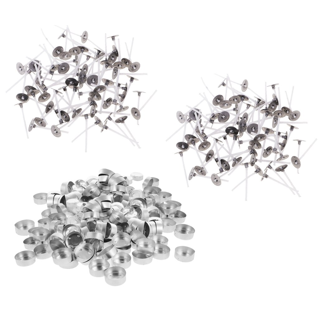 200x Aluminium fallen Tee Licht Leere Halfter & 200x Gewachst Kerze Docht mit Tab