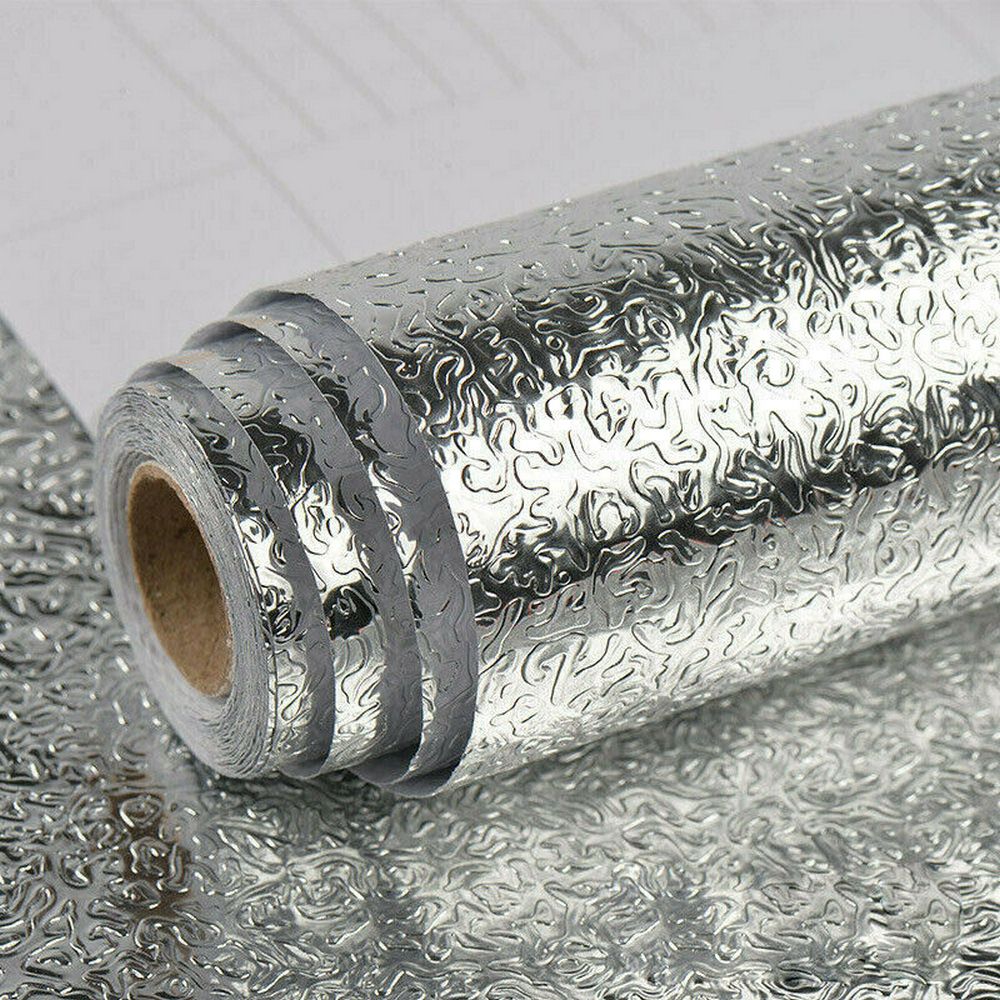 40*100cm kök oljetät vattentät självhäftande orange spis spis skåp aluminiumfolie folie heminredning kakel klistermärke