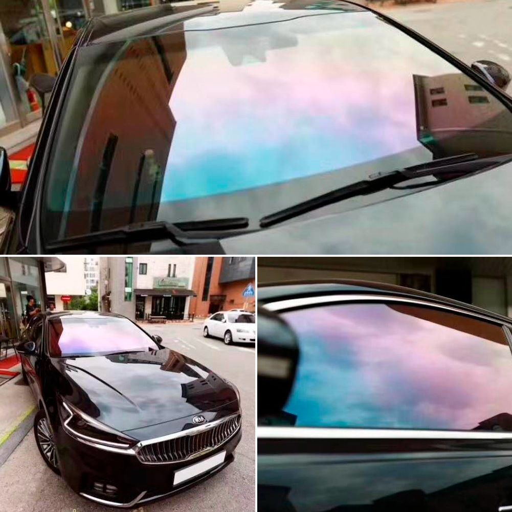 0.75M*3M Chameleon Blue Car Protection Front Window Foils VLT 55% Solar Protection Film Windshield Sun Shade Windscreen Tinting