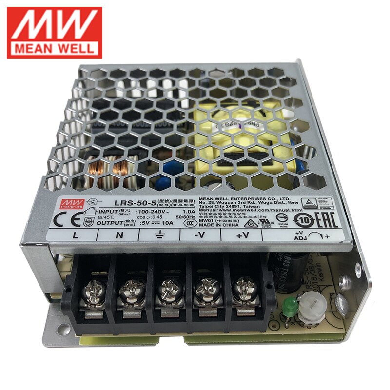 Original MEAN WELL LRS-50-5 Switching Power Supply 110V/220V AC to 5V DC 10A 50W Meanwell Power Unit PSU SMPS