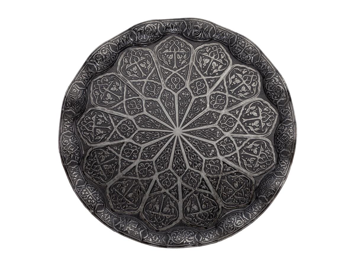 From Istanbul Grand Bazaar Coffee Time Decorative Coffee Tray Tea Tray Authentic Trays Tumbled Home Decoration 100: Antique Silver Color