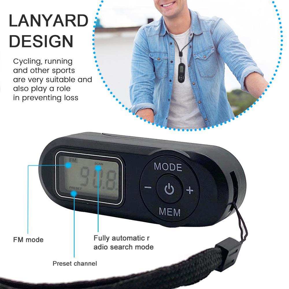 Digital Pocket FM Radio FM:64-108MHz Portable FM Radio Receiver with LCD Display Neck Lanyard 3.5mm Headphone