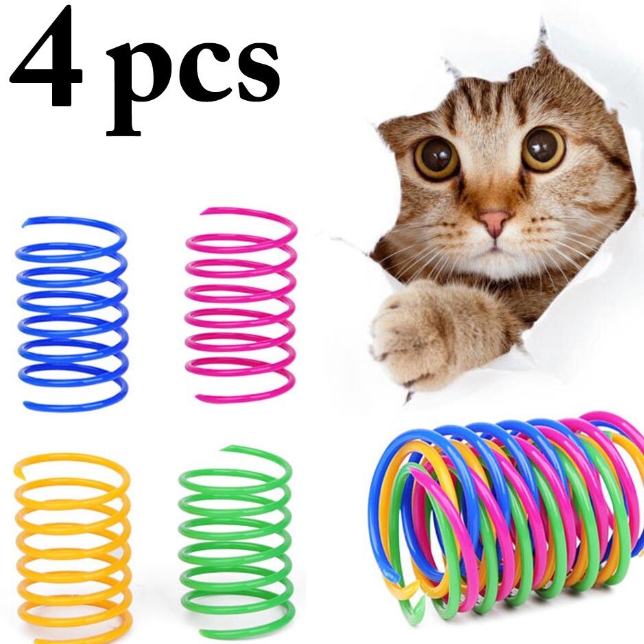 KIMI-bobina flexible de plástico para gato, juguete interactivo para gatos, juguete divertido para mascotas, 4 piezas: Default Title