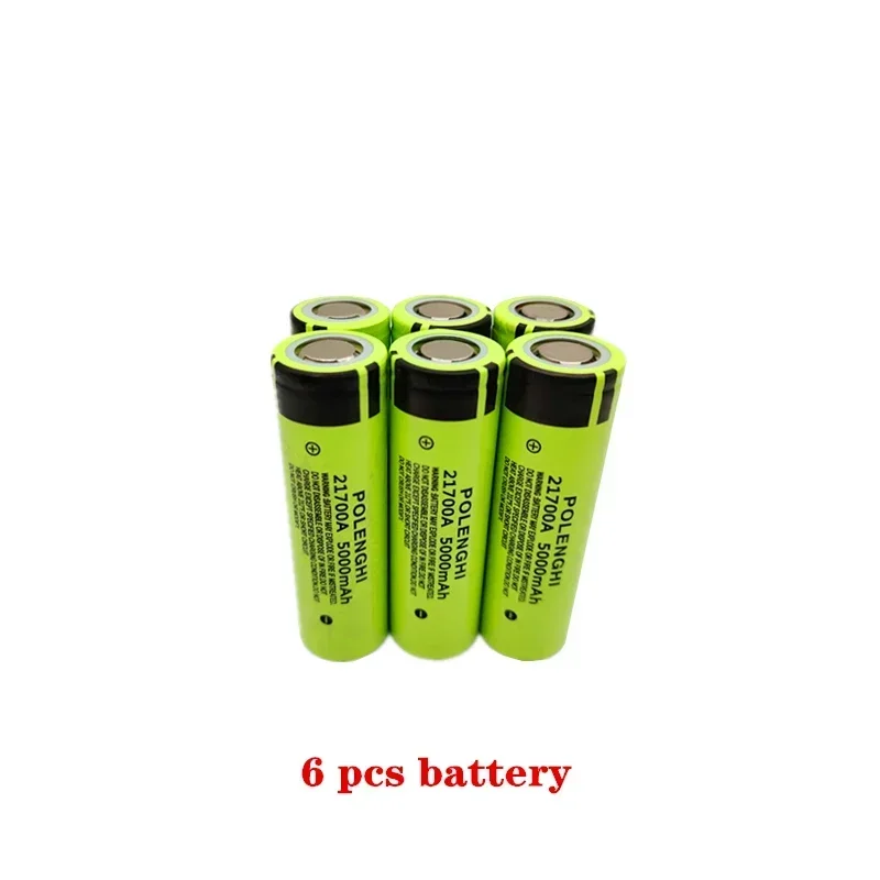 100%  genopladelige lithium-ion-batterier med ægte kapacitet 3.7v 21700 mah 5000 flad top, der bruges til lommelygte og bilbatterikomponenter: Blå