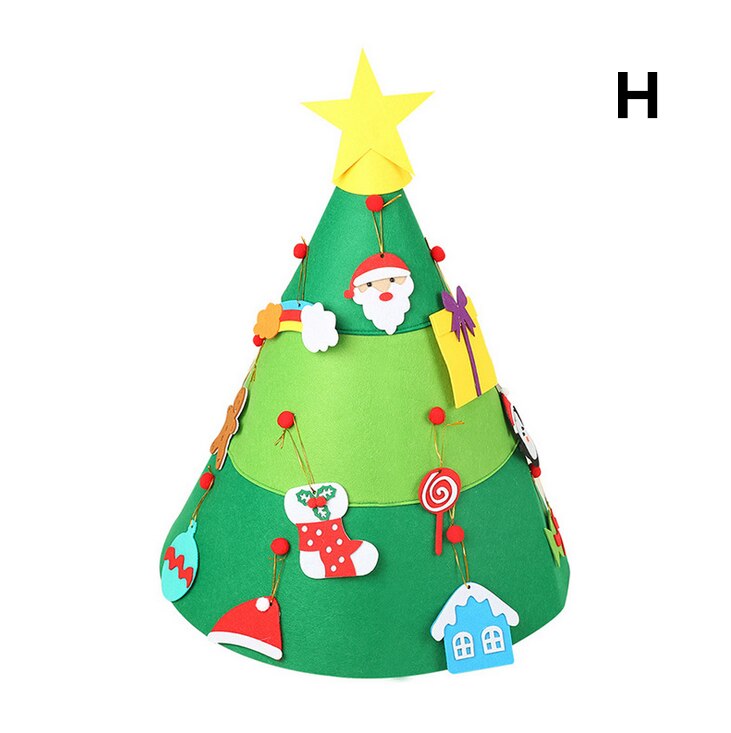 Bricolage feutre arbre de noël nouvel an enfants jouets arbre artificiel tenture murale ornements décoration de noël pour la maison: H