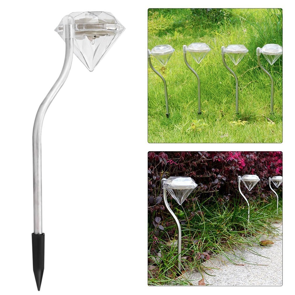 4pcs/set Diamond Shape LED Solar Powered Lamp Outdoor Lawn Lights for Pedestrian Pathway Garden Villa Decoration