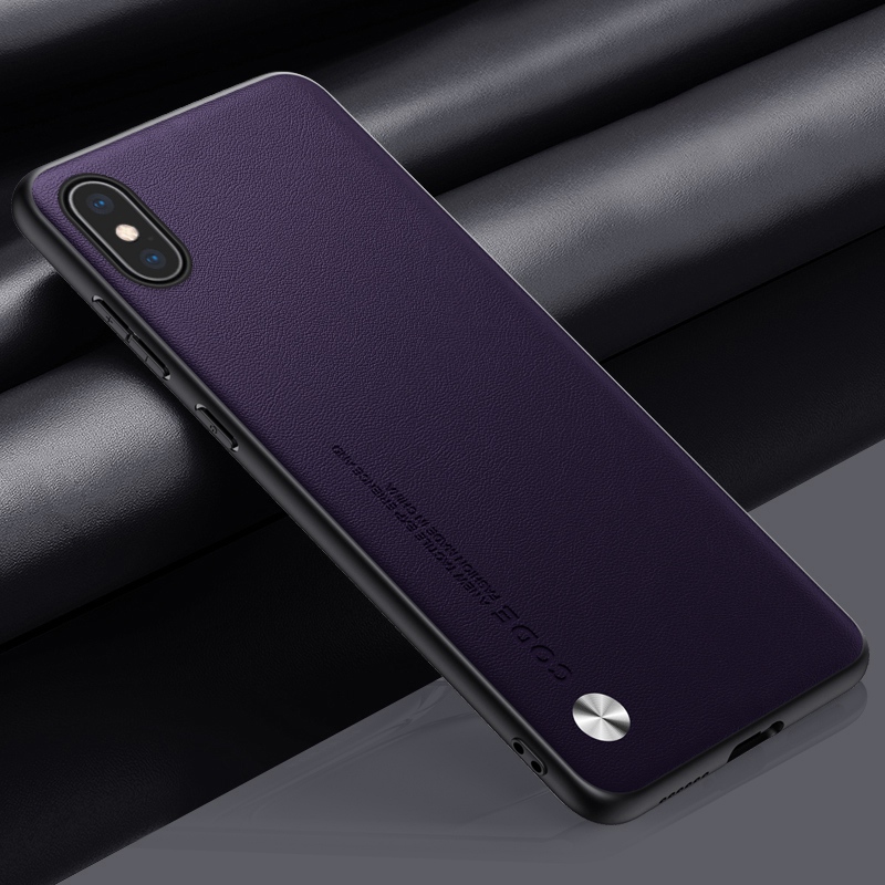 Custodia di lusso in pelle pu per iphone x xs xr con retro opaco e protezione in silicone per iphone xs max xs iphonex coque: Cotone / Viola