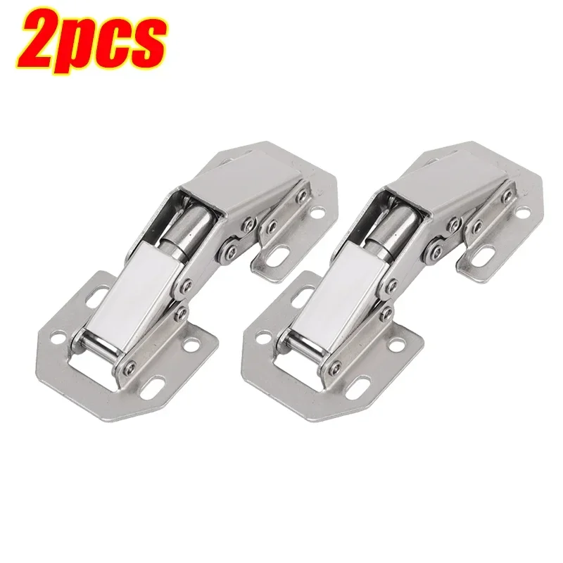12-2PCS Stainless Steel Cabinet Hinges 90 Degree No-Drilling Hole Cupboard Door Soft Close Hinges Furniture Hardware Accessories: BRONZE