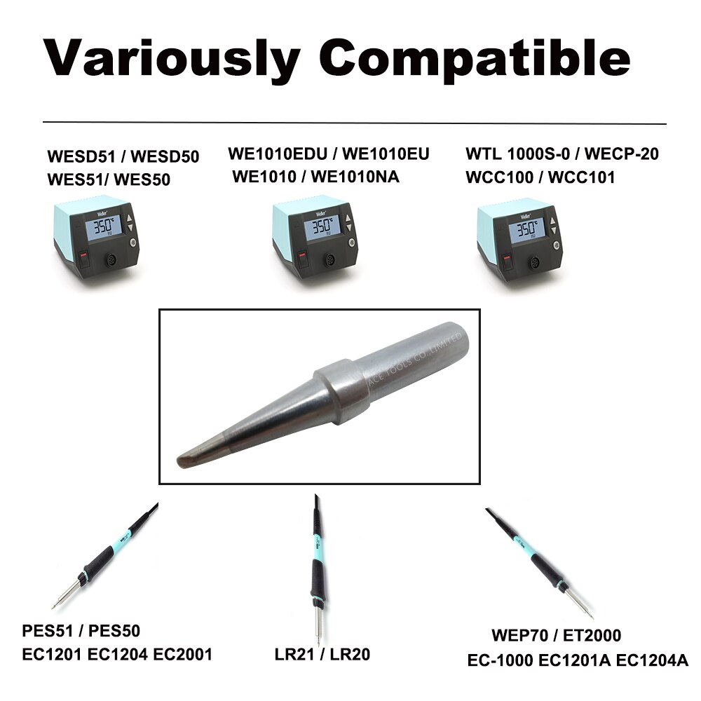ETAA Soldering Tip Bevel 1.6mm Fit WELLER WES51 WES50 WESD51 WE1010NA WE1010EU PES51 PES50 LR21 LR20 Handle Welding Iron Bit