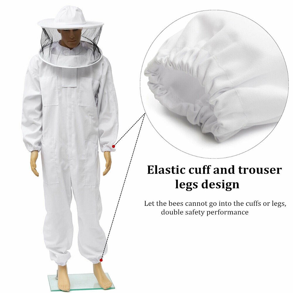 Beginner Beekeeping Suit Full Body With Veil Hood Beekeeper Anti Bee Safety Protective Clothing Zipper Outfit Hat Ventilated