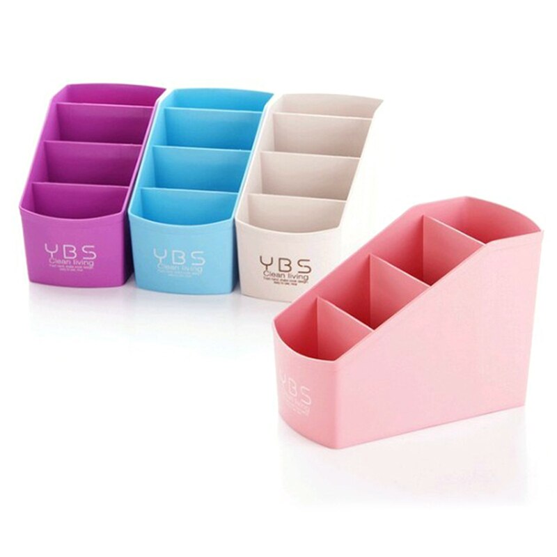 Multi-Cell Desktop Storage Box Large-capacity Office Organizer Tube Four-layer Container Case Blue Purple Pink Beige Makeup Box