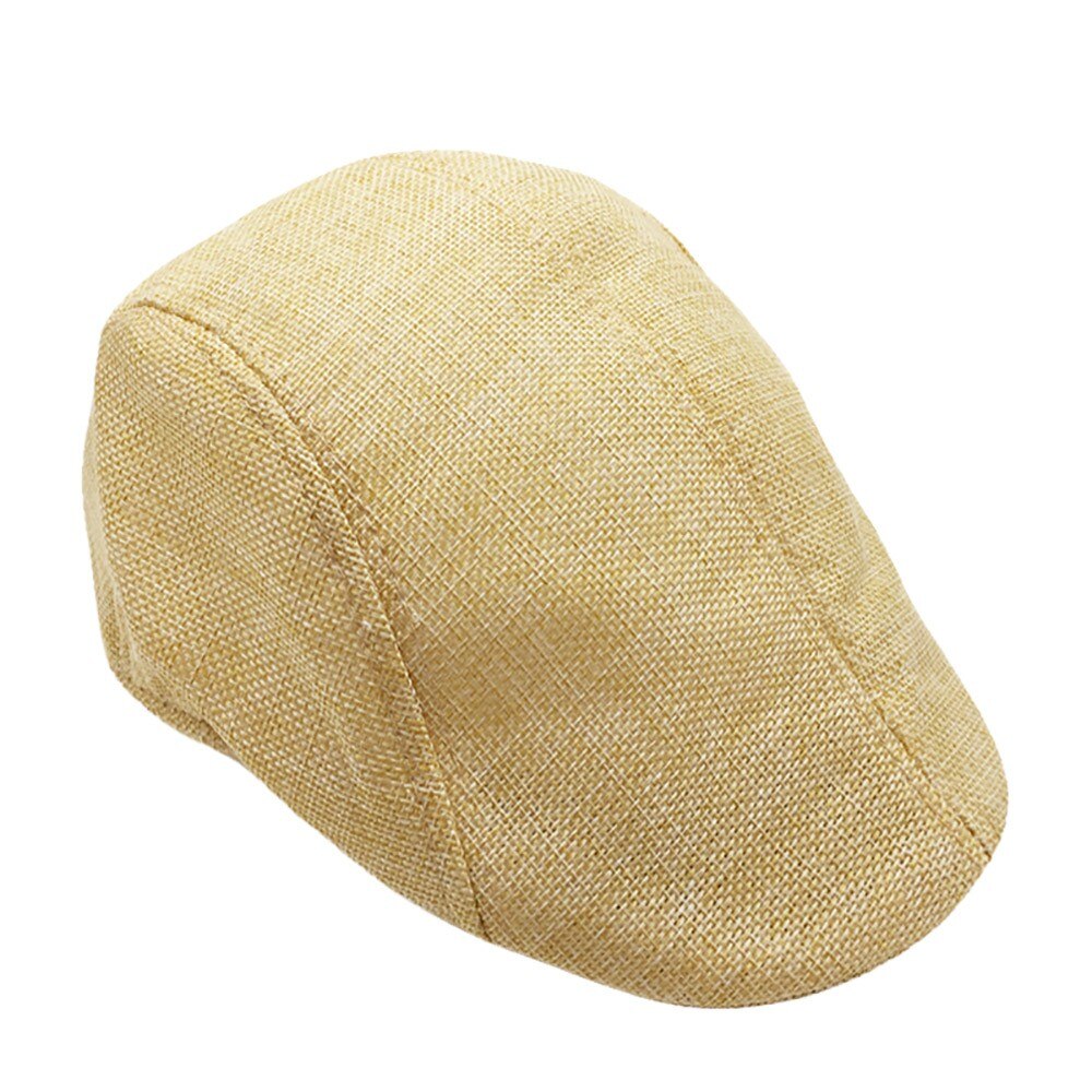 Beret Caps Men Women Vintage News Boy Cap Cabbie Gatsby Linen Outdoor Hats Brand Sun Hat Unisex Duckbill Caps Linen Casquette: Beige