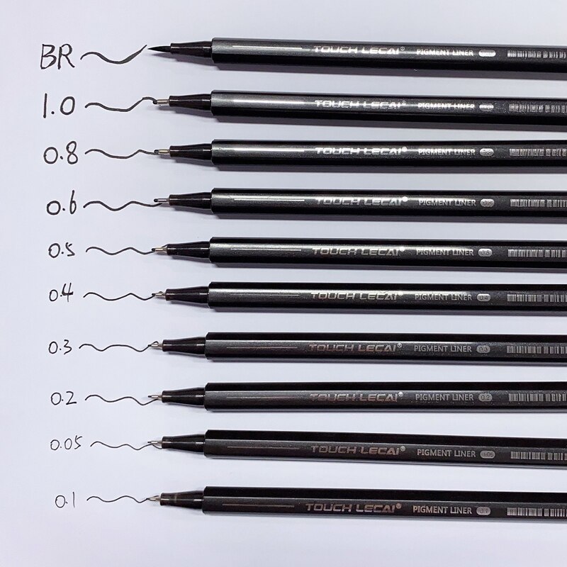 Juego de 10 unids/set de rotuladores de dibujo, marcadores de dibujo artístico para cómics de Manga, pincel de escritura a mano, color negro Pigma micron: Default Title