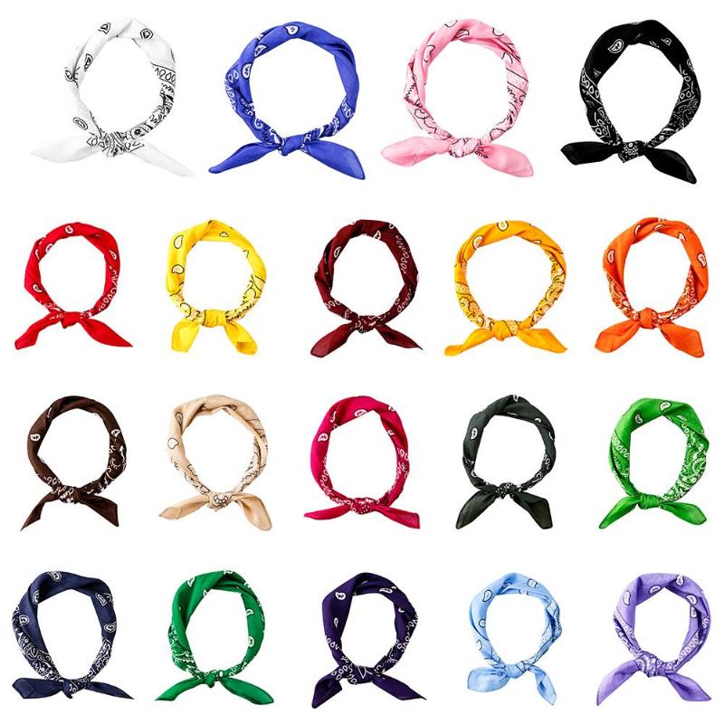 55*55 cm Hip Hop coton Paisley Bandanas tête Wrap noir rouge blanc etc 19 couleurs écharpes