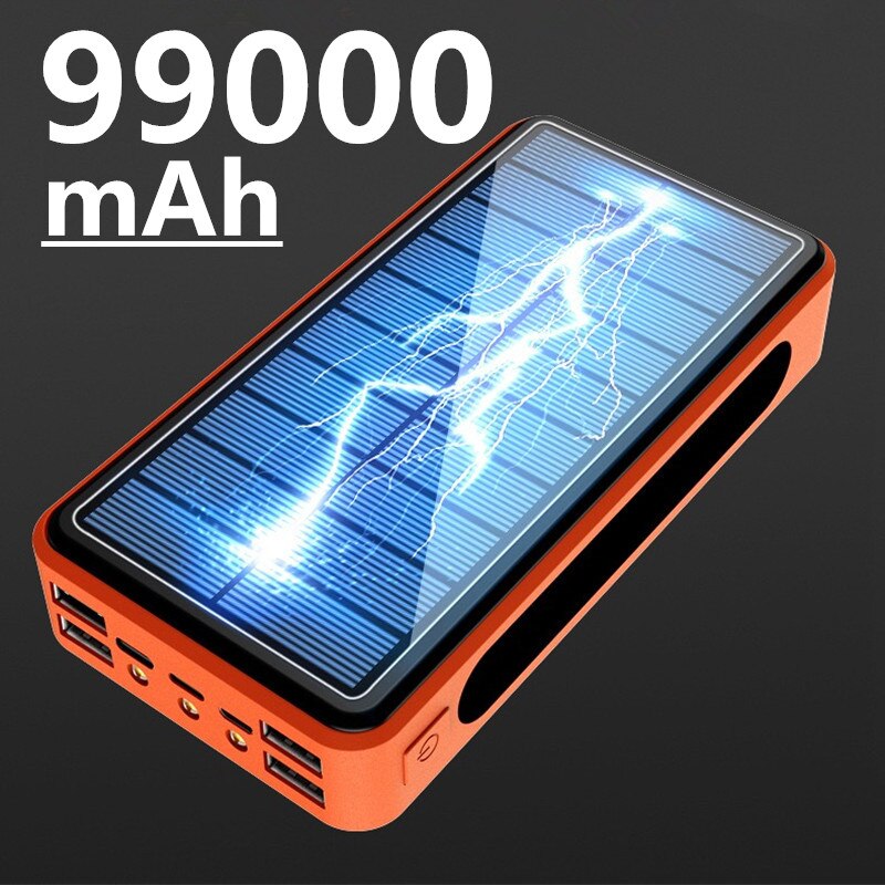 Samsung-Banco de energía Solar Xiaomi Iphone, 99000mAh, gran capacidad, portátil, para exteriores, LED, 4USB, carga rápida