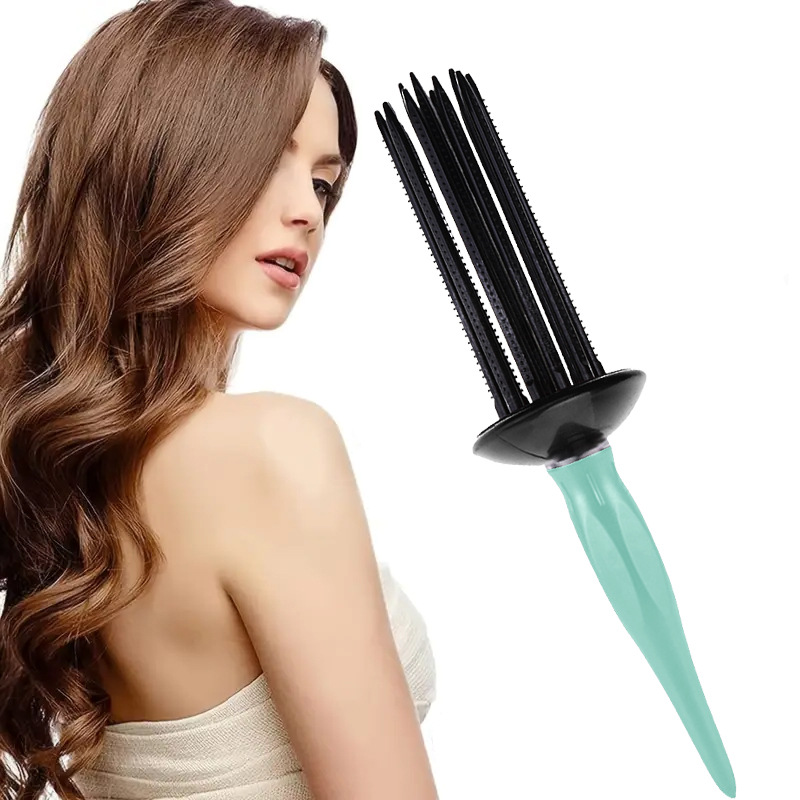 Brosse à cheveux ronde professionnelle, 1 pièce, rouleau de friser moelleux, peigne rond, baguette à friser, outils de coiffure pour Salon de coiffure: kaki foncé