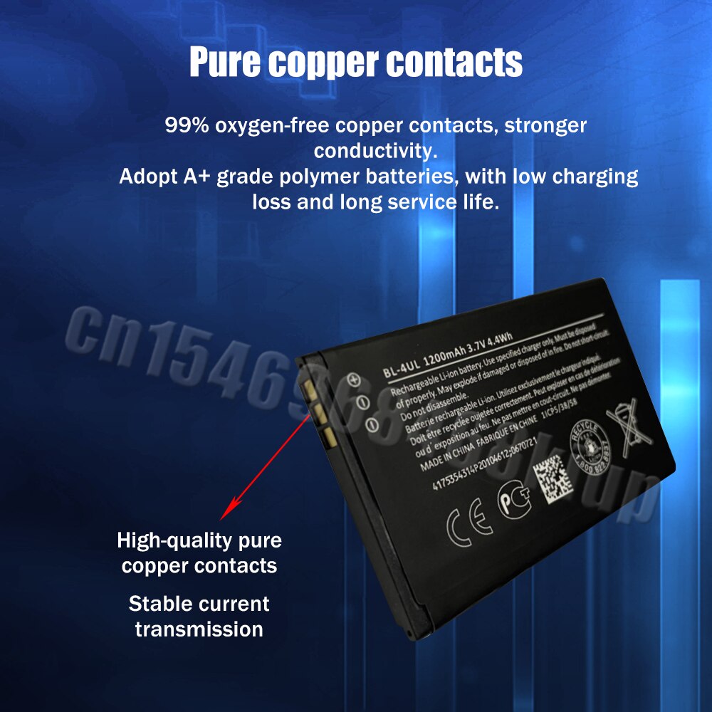 Bl -4ul bl4ul bl 4ul 1200 mah erstatnings lithium mobiltelefon batteri til nokia 225 230 330 220 rm-1172 rm-1011 rm-1012 rm-1126