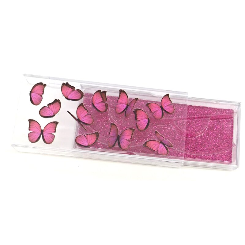 10 stk butterfly print øyenvippe emballasje boks tomme bokser øyenvippe pakke boks 8-20mm vipper rektangel boks: B