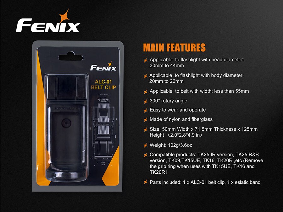 FENIX ALC-01 quick-release belt clip is specifically for everyday carry flashlight