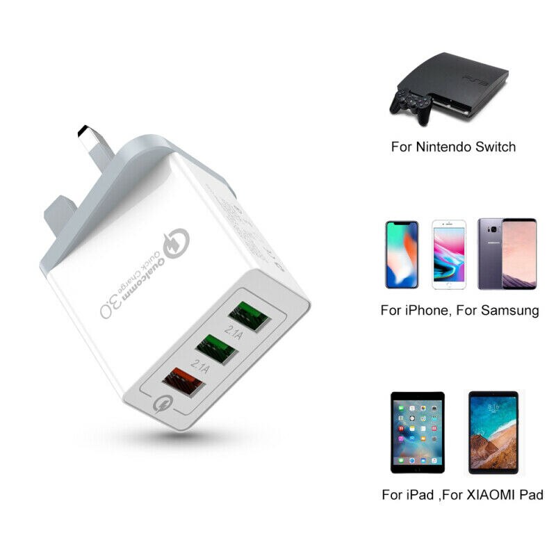 Quick Charge 3 multi-port USB QC 3.0 Hub di ricarica rapida adattatore per caricabatterie da muro di rete UK per Samsung iphone Xiaomi cellulare