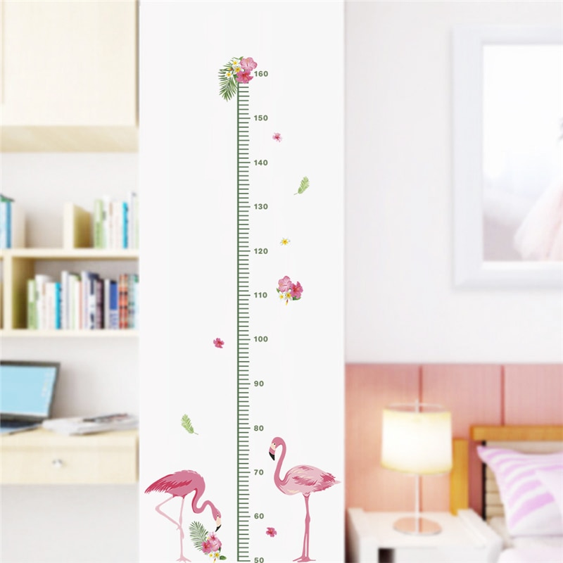 flamingo height measure diy wall stickers for kids rooms home decor cartoon animals growth chart wall decals pvc mural art