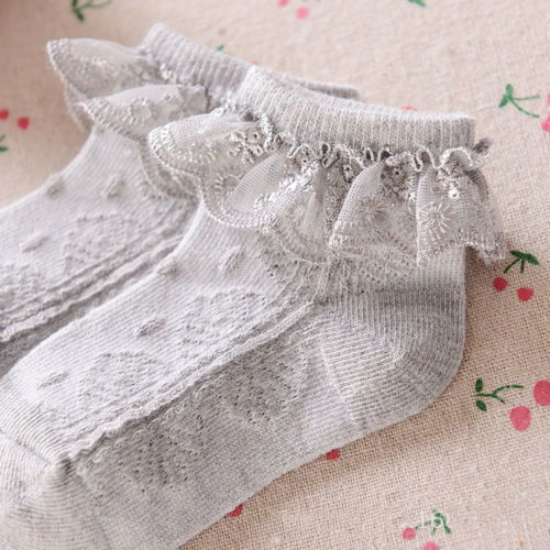 Zomer Peuter Baby Meisjes Katoenen Kant Ruffle Stroken Enkelsokken Prinses Anti Slip Tutu Sokken