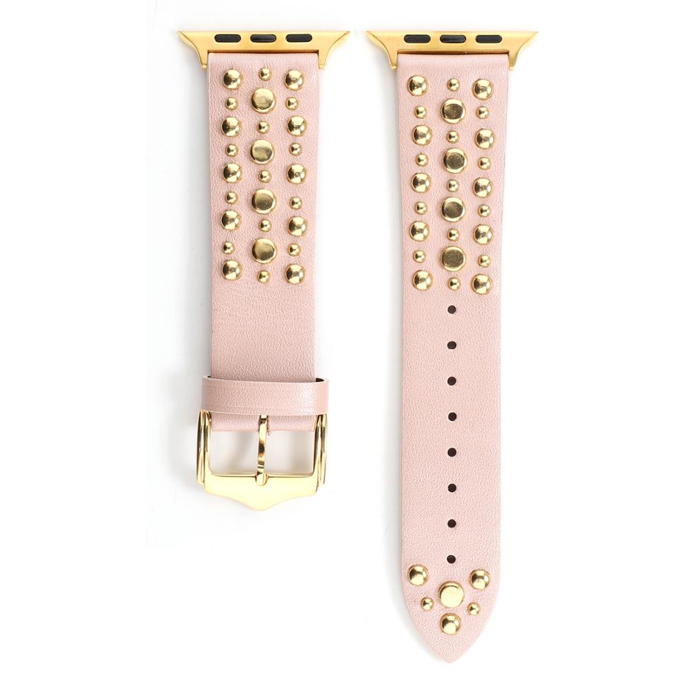 Nagler bånd for apple watch serie 6/5/4/3 se sport loop stropp correa iwatch 38mm 40mm armbånd apple watch 44/42mm skinnbelte: Rosa gullnagle / 42mm 44mm