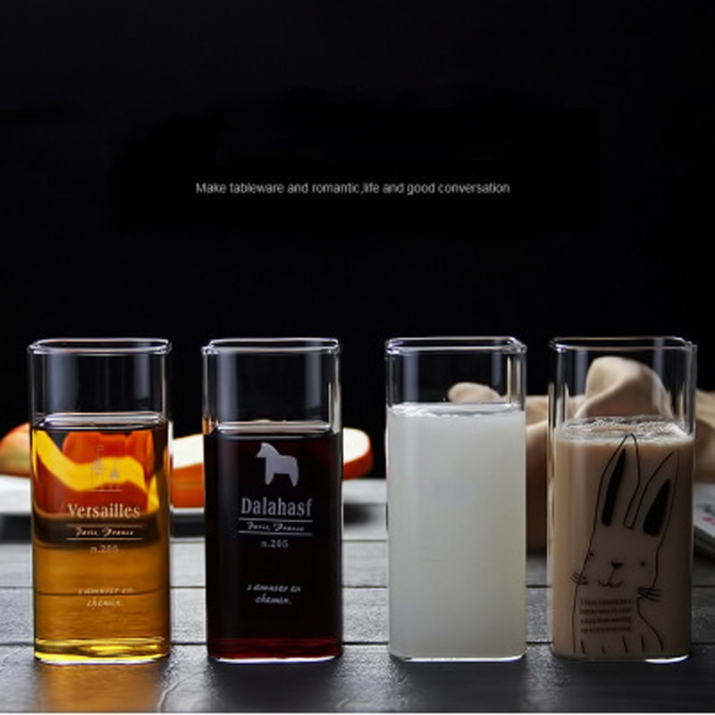Nordisk stil firkantet munn kopp høy borosilikat varmebestandig glass kopp husholdningsdrikk kopp melk kopp øl kopp  b200119
