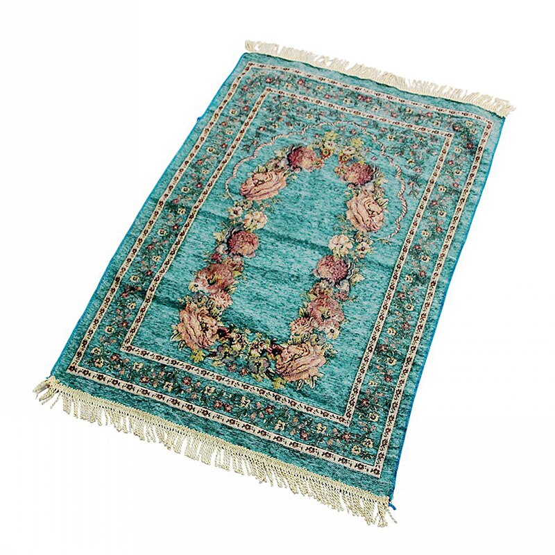 Ramadan Quran Islamic Muslim Prayer Rug Carpet Mat Tassel Tablecloth Cover Yoga Mat MDJ998: Kight Blue
