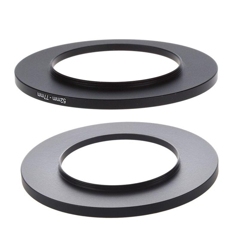RISE-2Pcs Camera Lens Filter Step Up Ring Adapter Zwart-49Mm-77Mm &amp; 52Mm-77mm