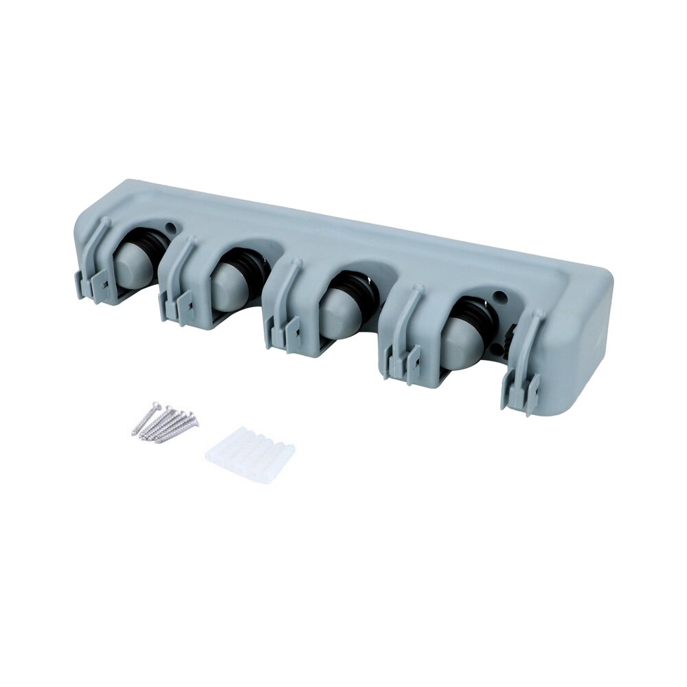 HILIFE Plastic Mop Holder Broom Hanger Wall Mounted 3/4/5 Position Brush Support Broomstick Hook Storage Rack Bathroom Organizer: 4 and 5 Black