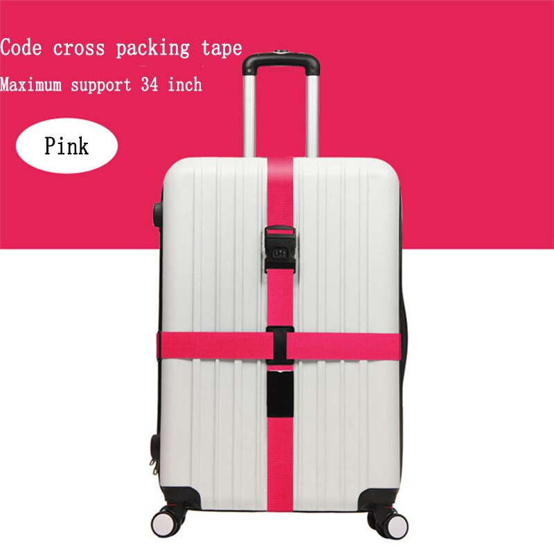 Correa de nailon ajustable para equipaje, accesorio de viaje de 3 dígitos con hebilla de bloqueo de contraseña, correas para equipaje: Red Pink