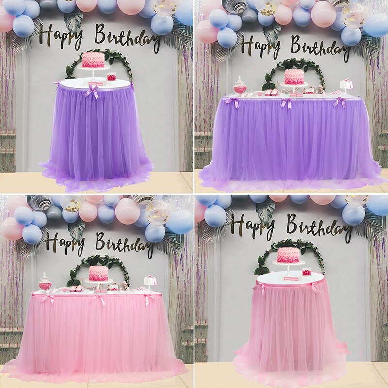 Table Skirt Wedding Party Tutu Tulle Tableware Cloth for Birthday Banquet Baby Shower Festival Table Skirts Cover Home Decor