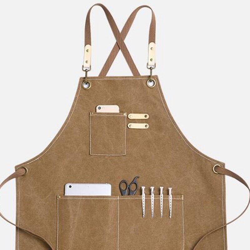 Barber Canvas Cook Apron Barista Bartender Chef Hairdressing Apron Catering Uniform Work Wear Anti-Dirty Overalls