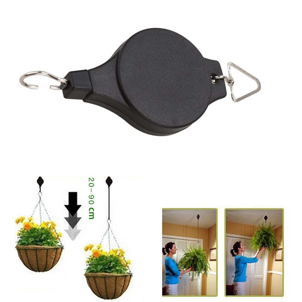 1 stk urtepotte bøjle krog 20-90cm udtrækkelig have hængende kurv pull down hængende bøjle plante krukke kroge planter plastik