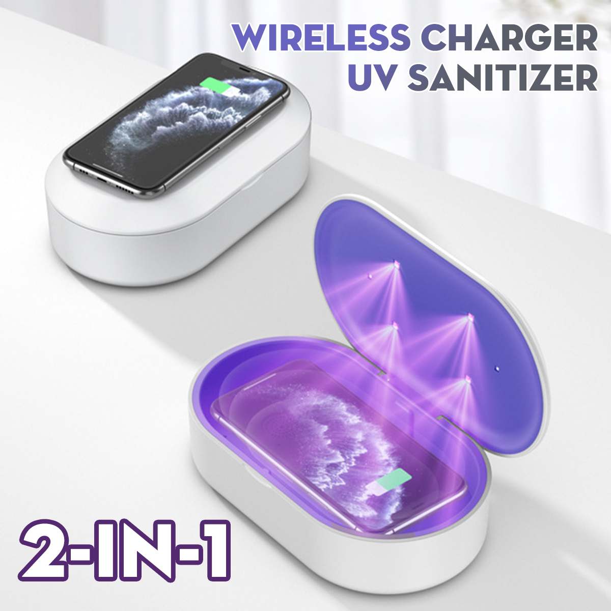 UV Sterilizer Box Phone Cleaner Sanitizer 15W Wireless Quick Charger Disinfection Box Ultraviolet Light Sterilizer Box Household