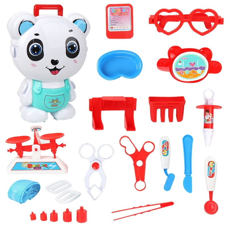 Kinderen Cartoon Rugzak Door Thuis Koffer Speelgoed Arts Keuken Techniek Cosmetische Speelgoed Set Panda Arts Speelgoed