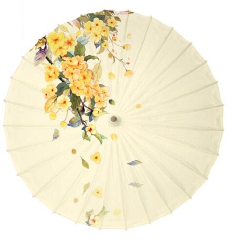 Yellow Leaf Oil Paper Umbrella Ancient Traditional Paper Parasol Home Decor Hanging Paper Umbrella