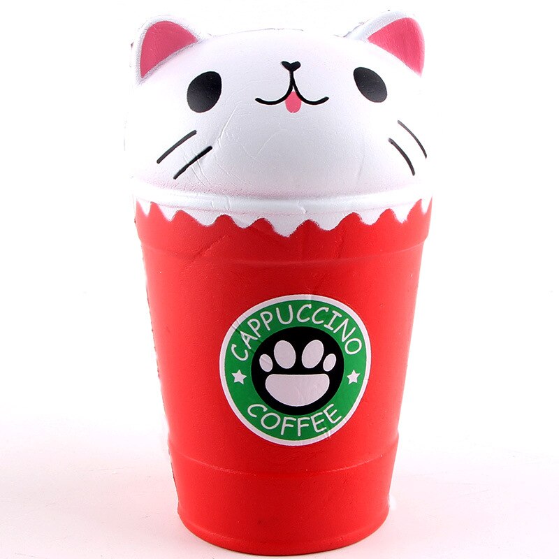 Squish Antistress Kawaii Squishies Slow Rising Jumbo Scented Cappuccino Coffee Cup Cat Funny Toys For Children Boys and Girls: red