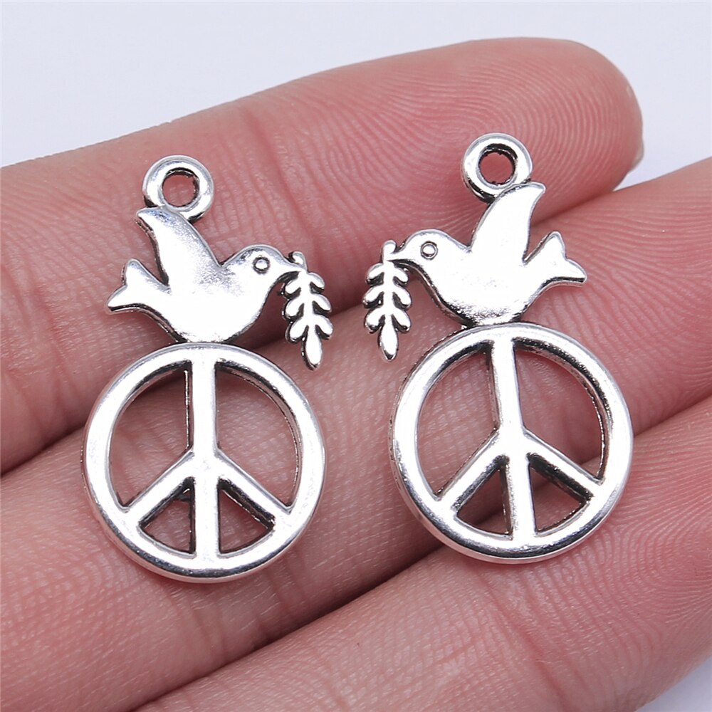 WYSIWYG 10 stücke 28x16mm Frieden Zeichen Taube Charme Anhänger Für Schmuck, Der Frieden Taube Anhänger Charme