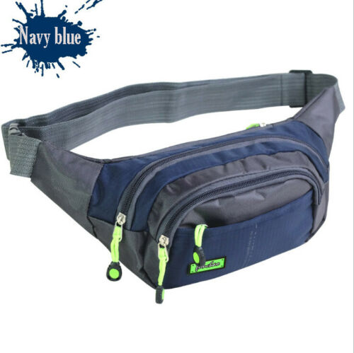 Waterproof Running Belt Bum Waist Pouch Sport Camping Hiking Zip Fanny Pack Bag: Deep Blue