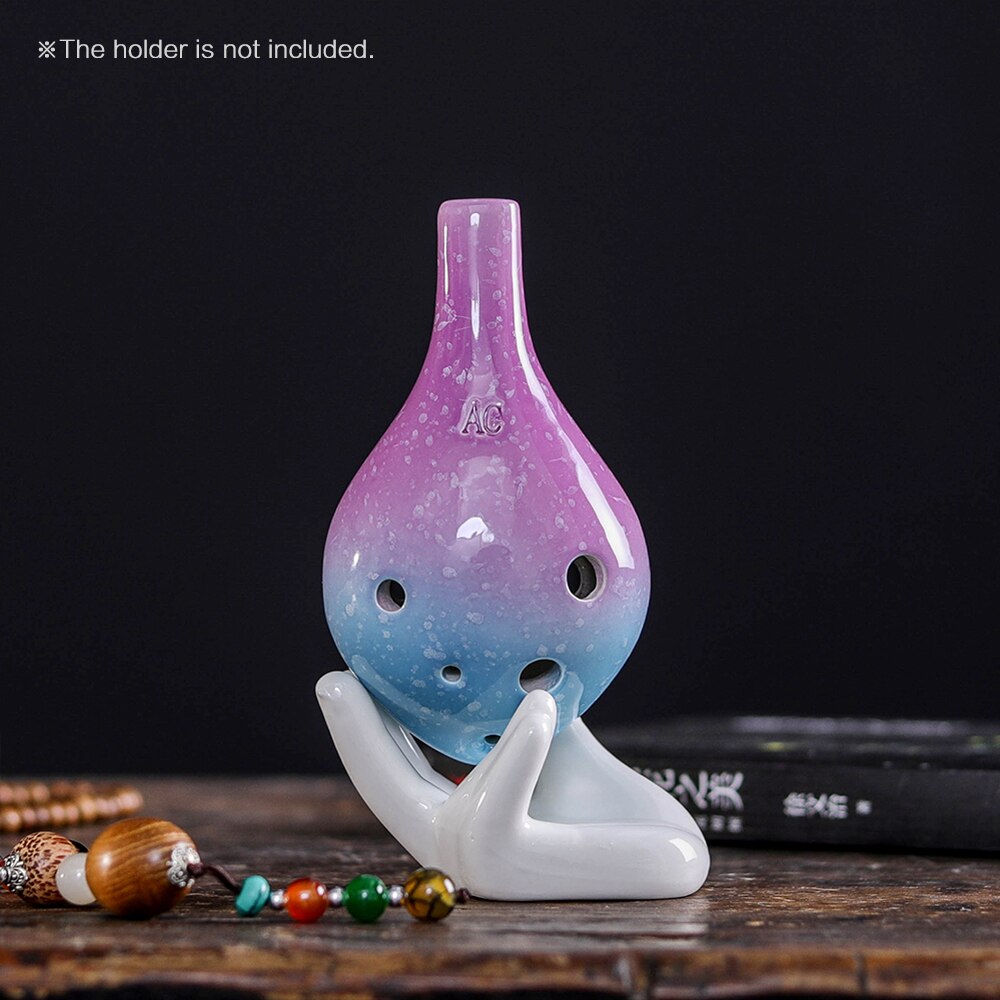 Ocarina de cerámica con 6 agujeros, instrumento Musical de estilo de botella de vino Alto C con cordón, puntuación de música para amantes de la música y principiantes