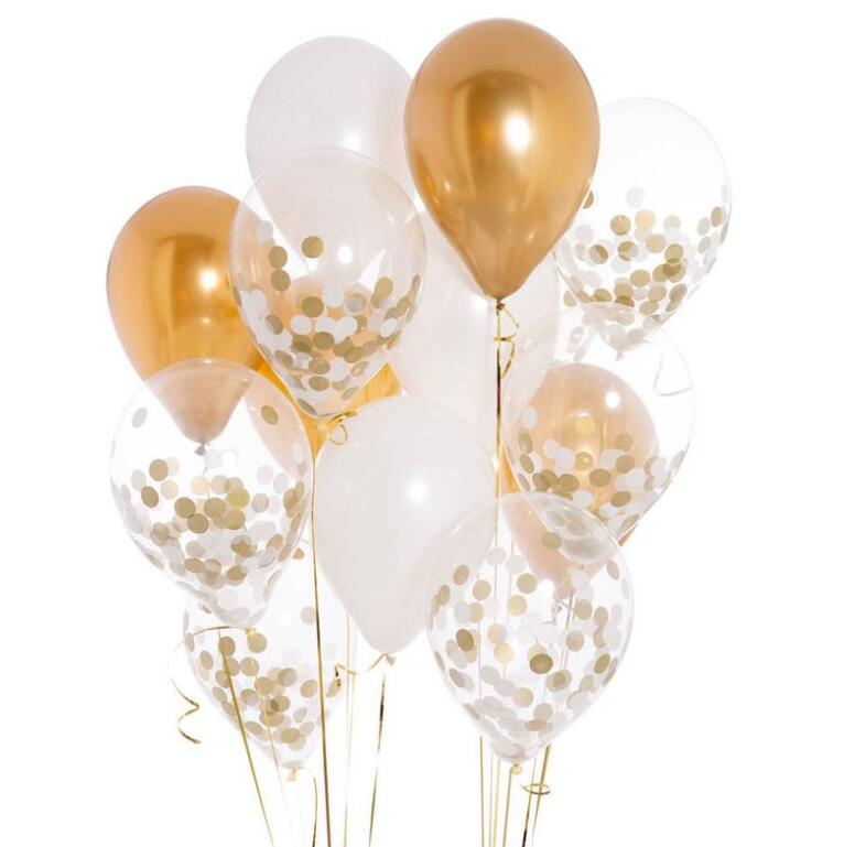 12 Stks/partij 12Inch Goud Roze Blauw Ballonnen Goud Zwart Rood Confetti Bruiloft Verjaardag Party Decor Helium Baby Shower levert: set 6