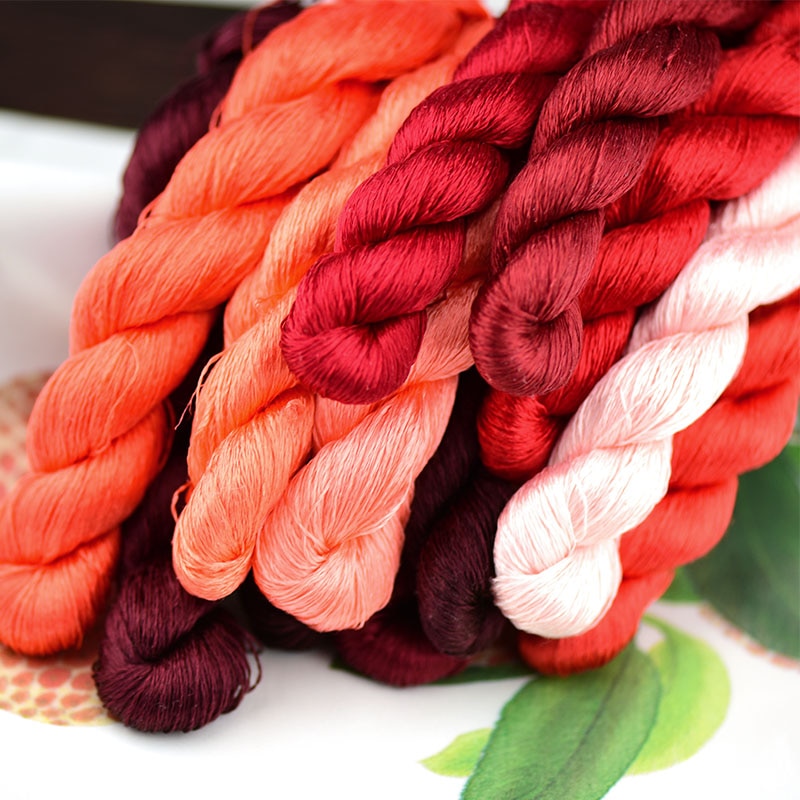 silk embroidery thread / 100% silk thread /hand embroidery embroider cross stitch/red series/13 gradient colors