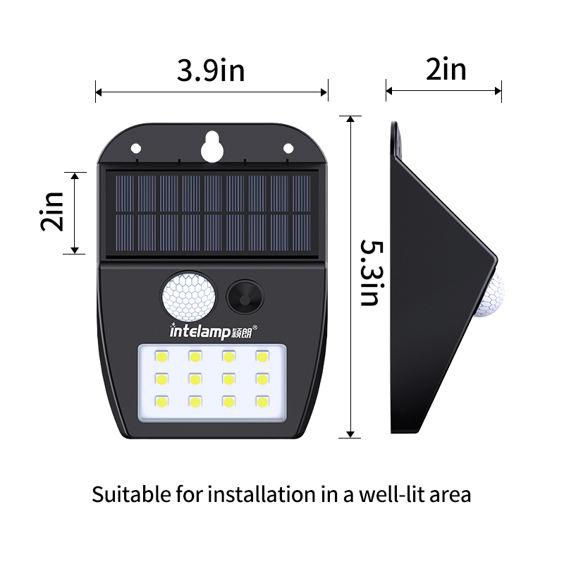 Aplică de perete solară intelamp, lămpi exterioare pentru fațade cu senzor de mișcare, iluminat exterior pentru grădină, lumină cu energie solară led: Albastru
