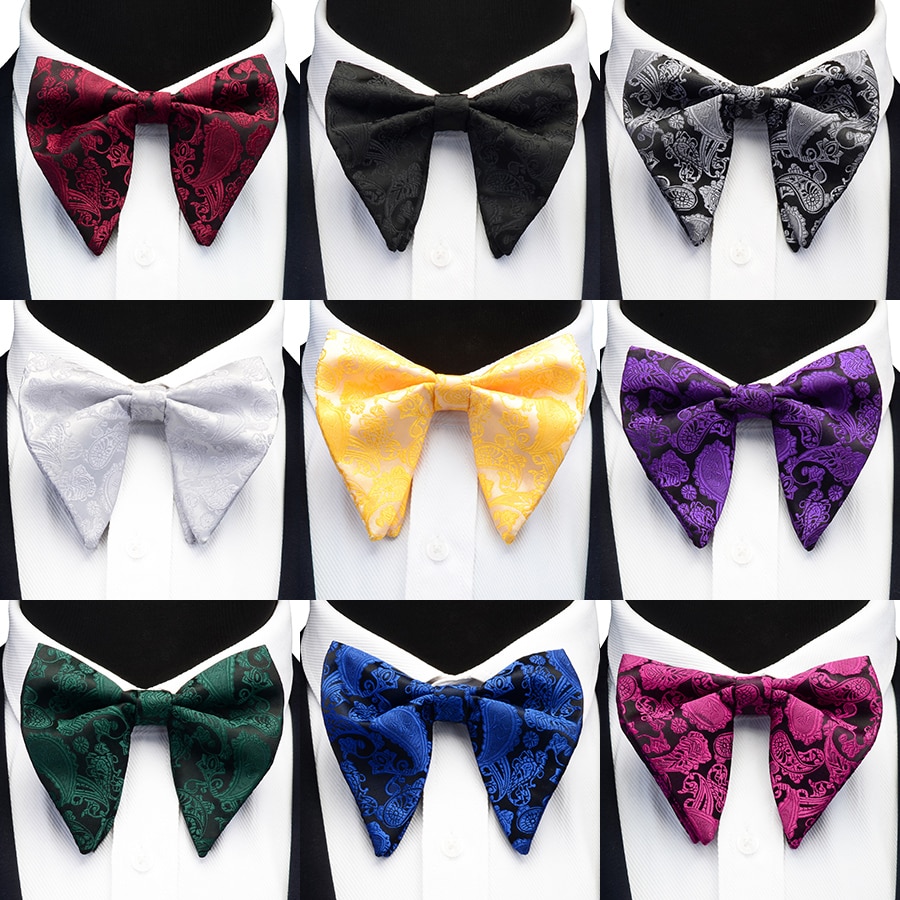 GUSLESON Paisley Bow Tie For Men Women Classic Big Bowtie For Party Wedding Bowknot Adult Mens Bowties Cravats Red Tie