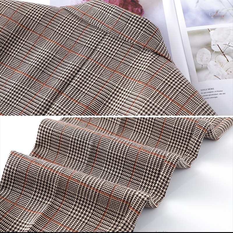 Lenshin 2 pièces ensemble Plaid formel pantalon costume Blazer bureau dame conçoit des femmes veste souple et cheville longueur pantalon